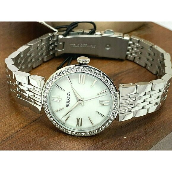 Bulova Women's Watch 96X149 Crystals Mother of Pearl White Dial Silver S… - Picture 7 of 13